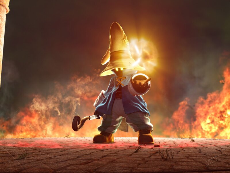 Wizard casting spell in fire