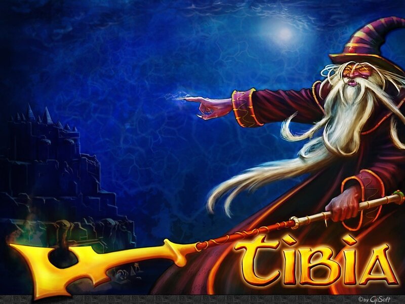 Wizard casting spell in Tibia