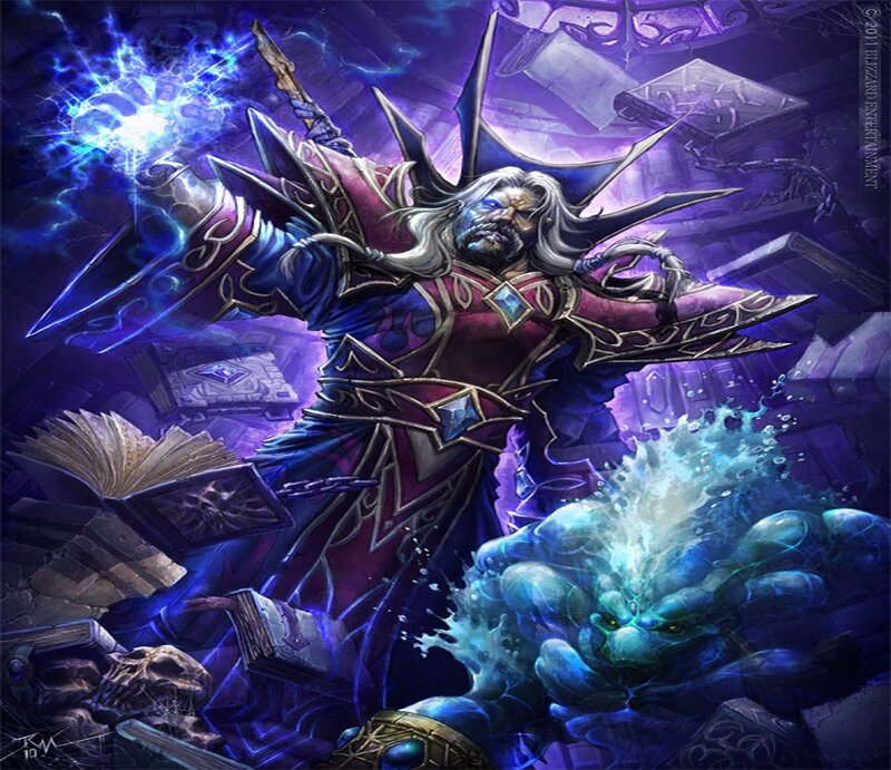 Wizard Casting Spell — Purple, Dramatic, Night