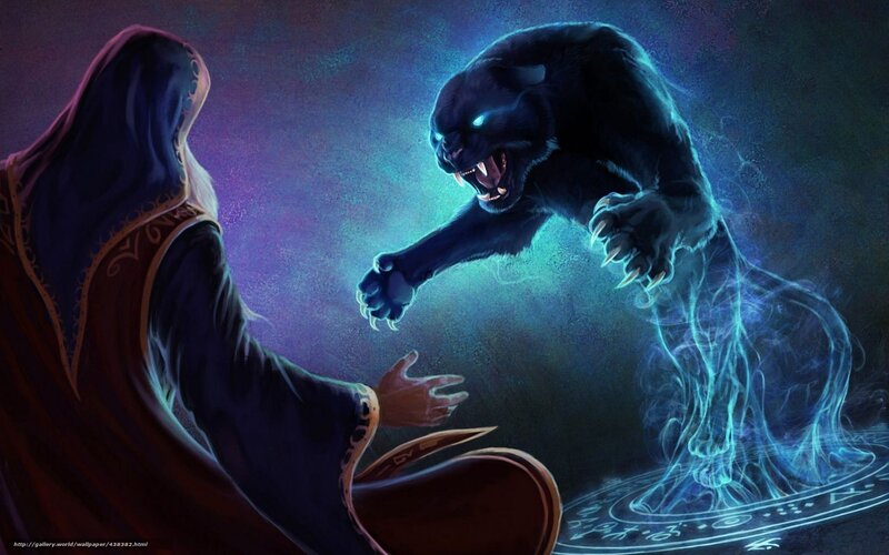 Wizard conjures a panther