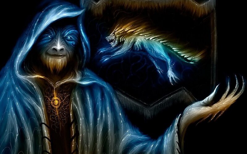 Wizard conjuring a beast