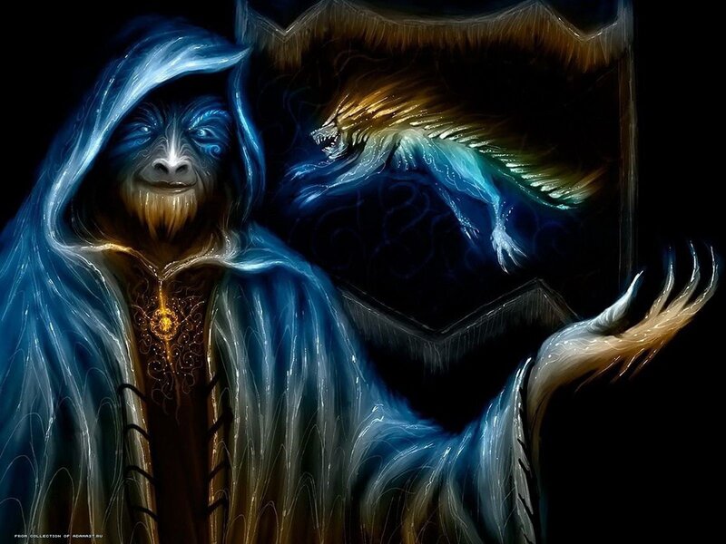 Wizard conjuring a spirit