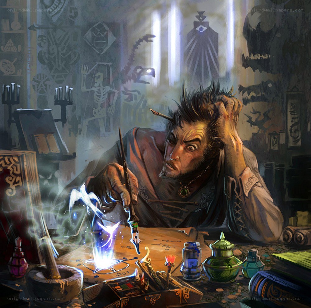 Wizard crafting a spell