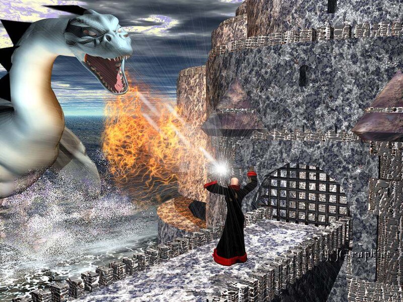 Wizard Fighting Dragon