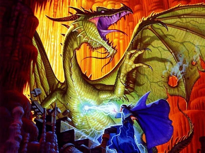 Wizard Fighting Dragon — Yellow