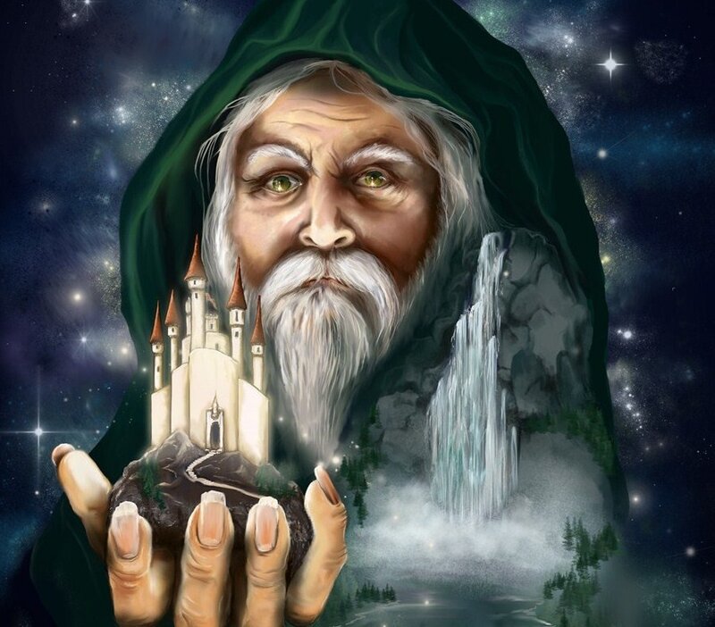 Wizard Holding a Castle