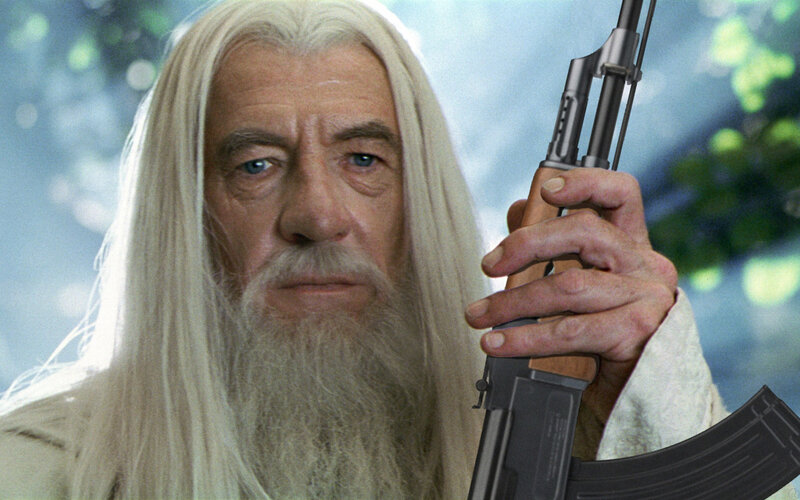 wizard holding rifle