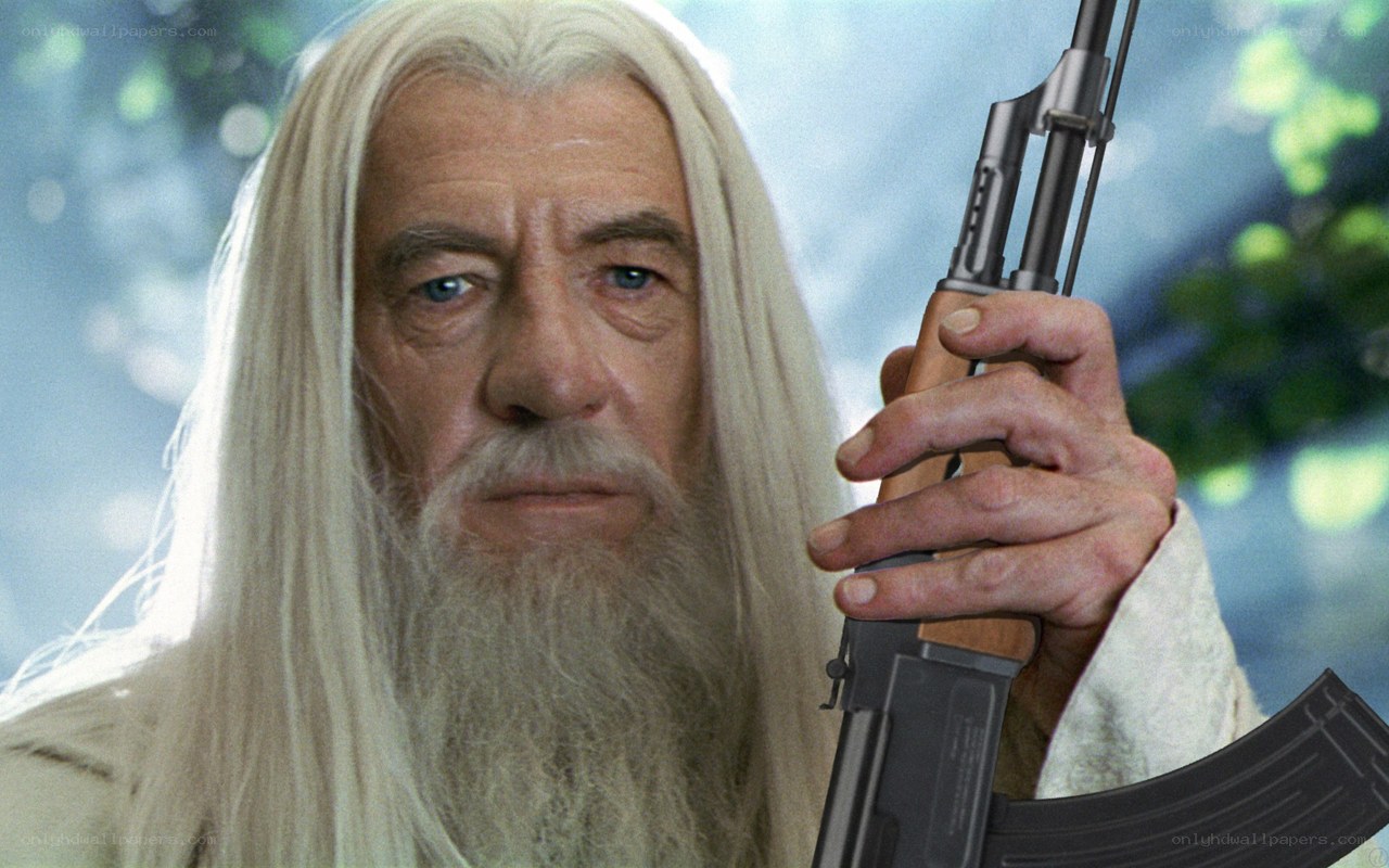 wizard holding rifle