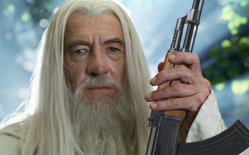 wizard holding rifle