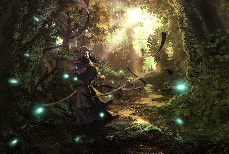 Wizard in a glowing forest