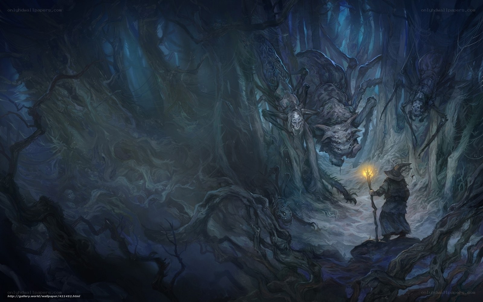 Wizard in a haunted forest