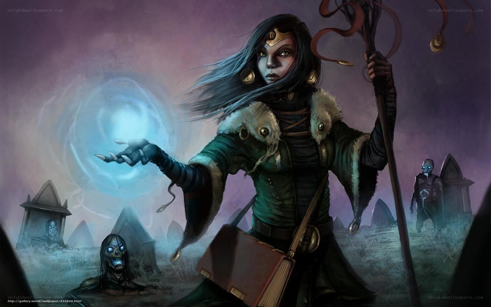 Wizard in a haunted graveyard