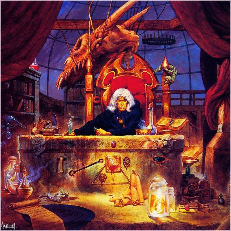 Wizard in a magical study