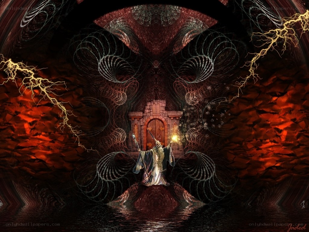 Wizard in a mystical cave