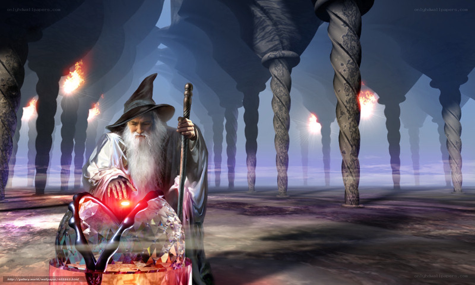 Wizard in a mystical chamber