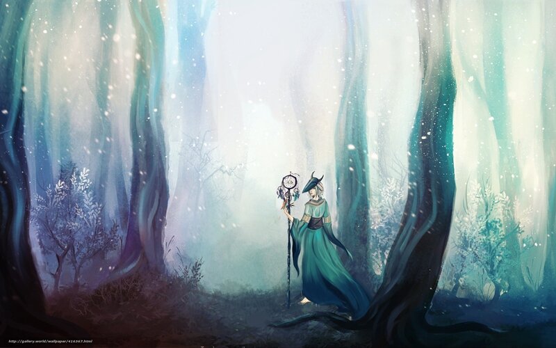 Wizard in a snowy forest