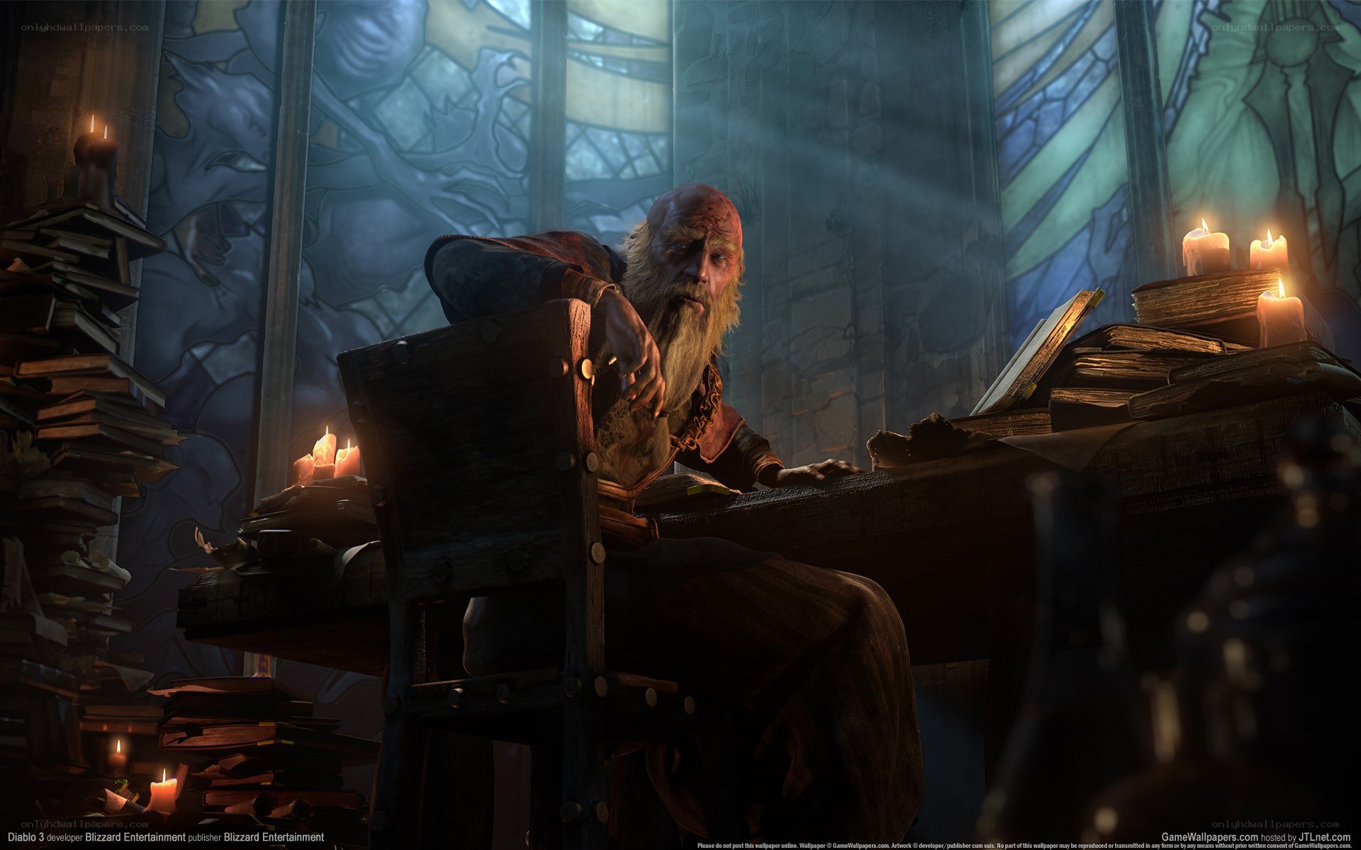 Wizard in a study with books