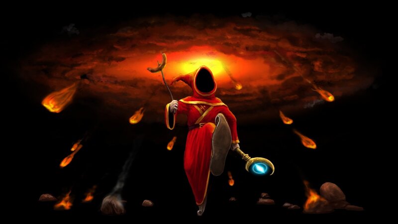 Wizard in fiery storm