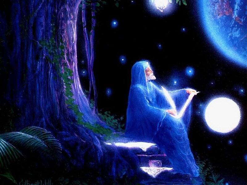 Wizard in Forest — Blue