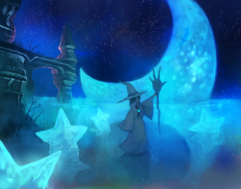 Wizard in Moonlit Water