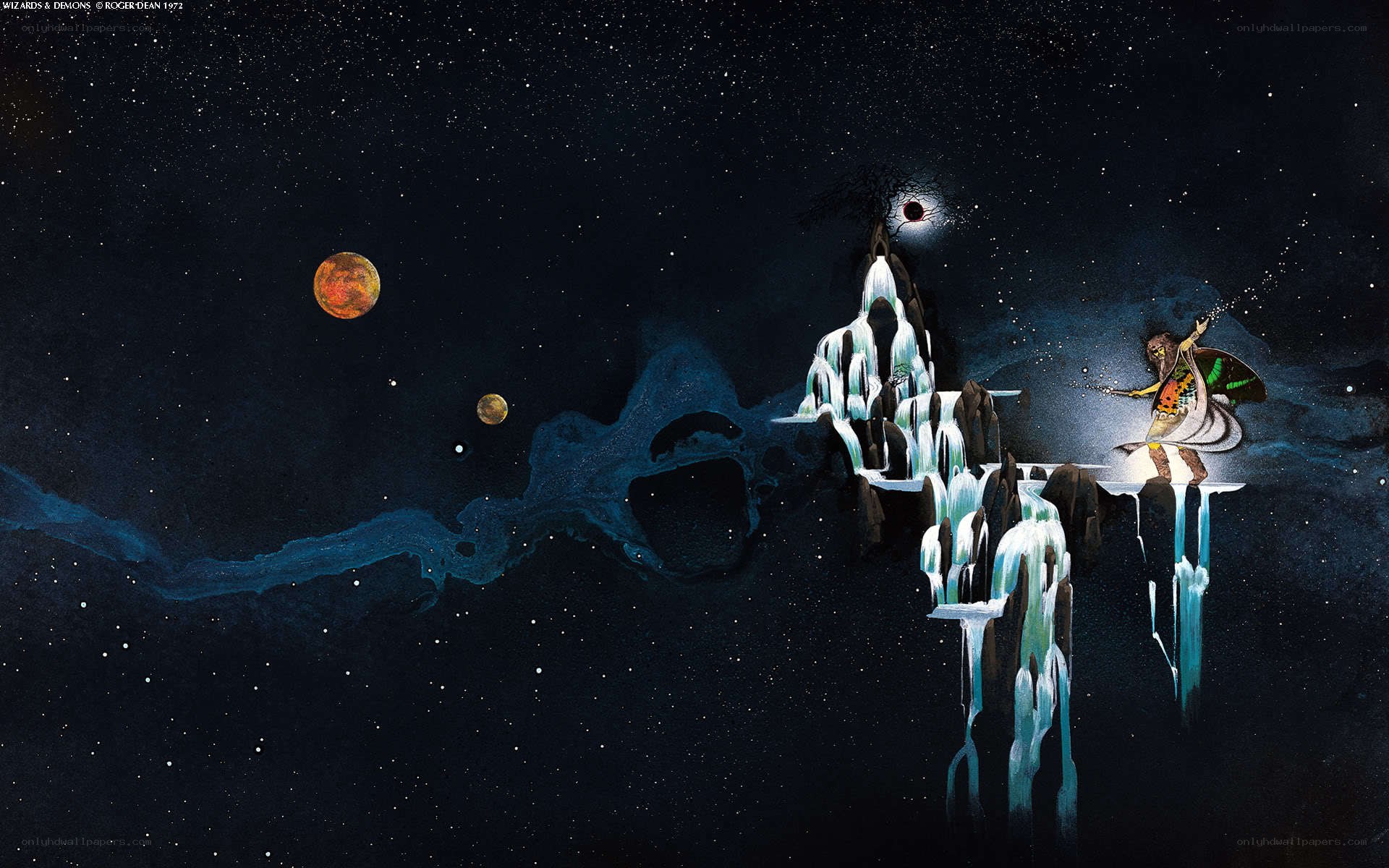 Wizard on a celestial cliff