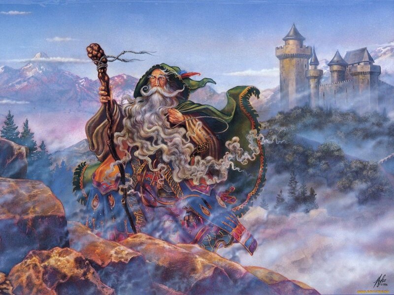 Wizard on a Mountain — Blue, Dramatic