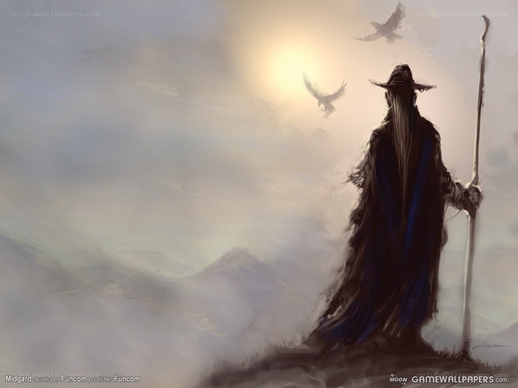 Wizard on a mountain peak