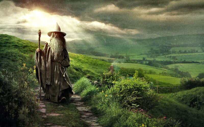 Wizard on a Path — Green, Dramatic, Morning