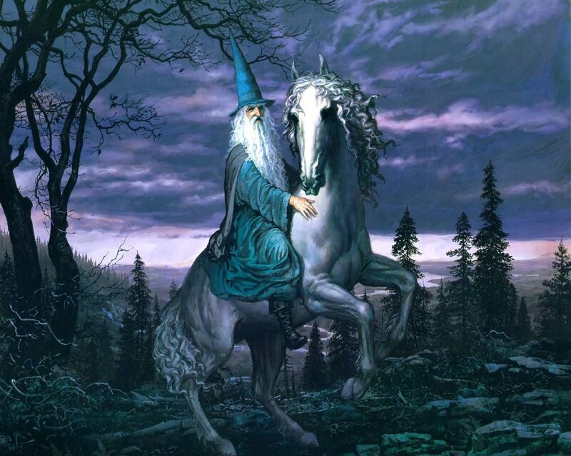Wizard on a White Horse — Purple, Dramatic