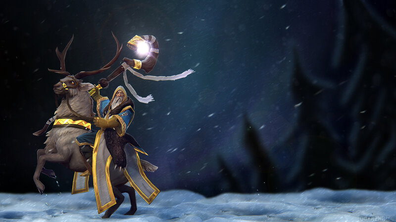 wizard on reindeer in snow