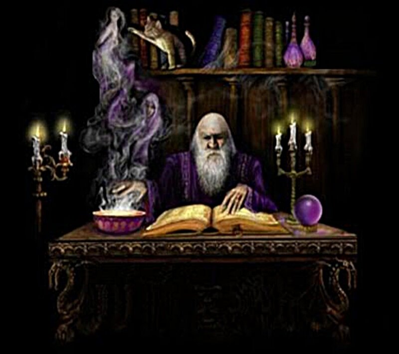 wizard reading ancient tome