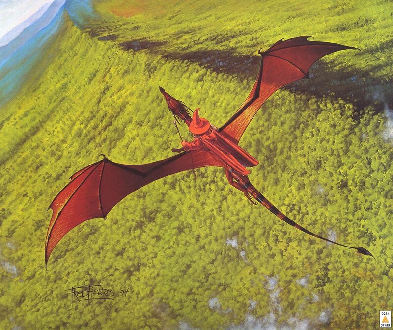 Wizard Riding a Dragon — Red
