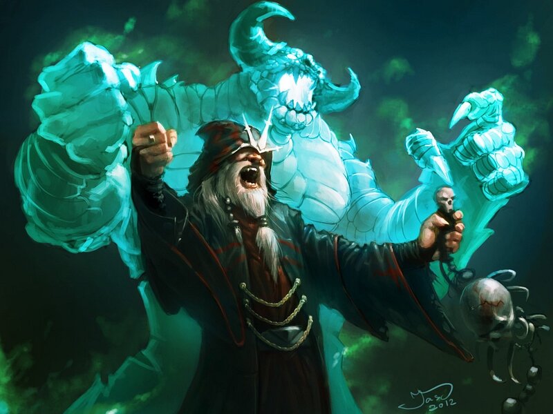 Wizard summoning a demon