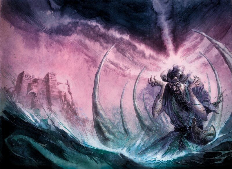 Wizard summoning a storm