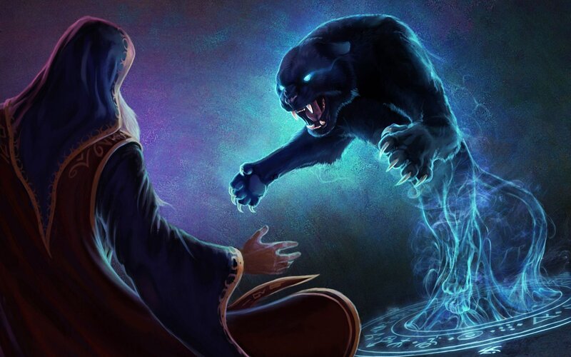 Wizard Summoning Panther — Blue