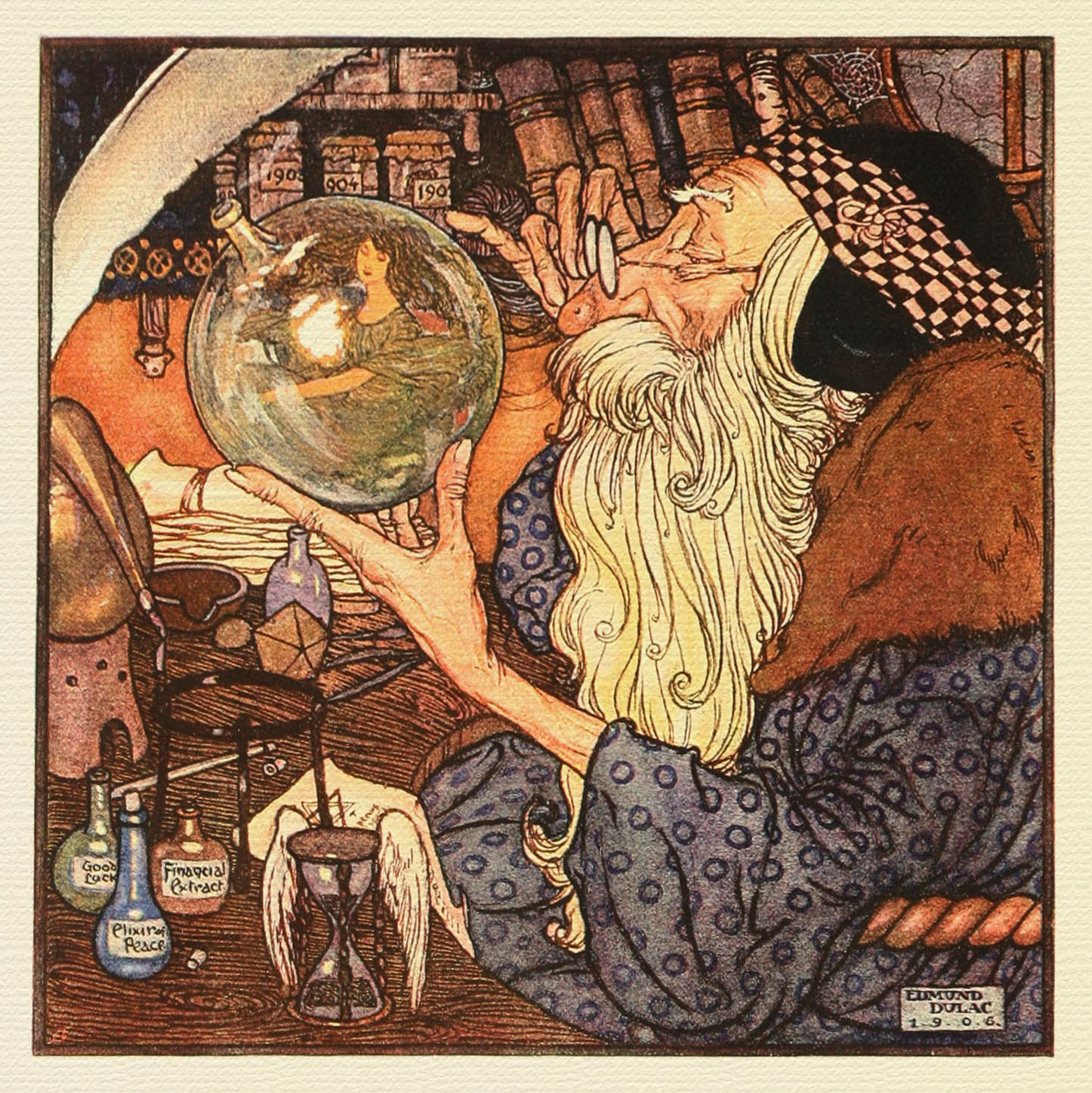Wizard viewing a crystal ball