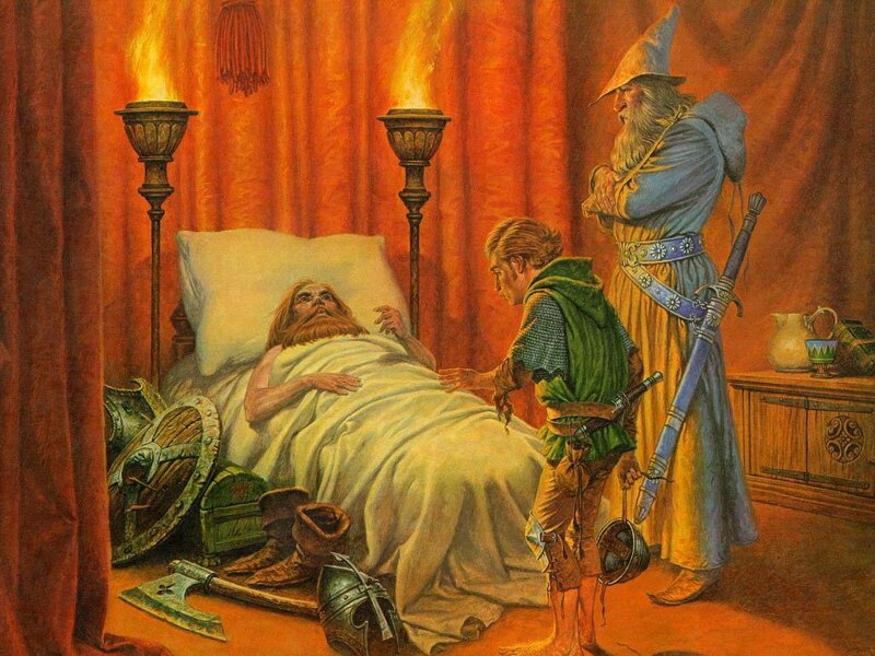 Wizard visiting a sick warrior