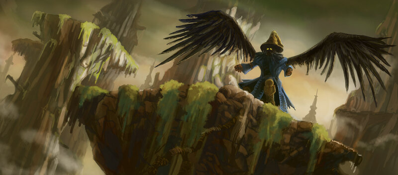 Wizard with crow wings