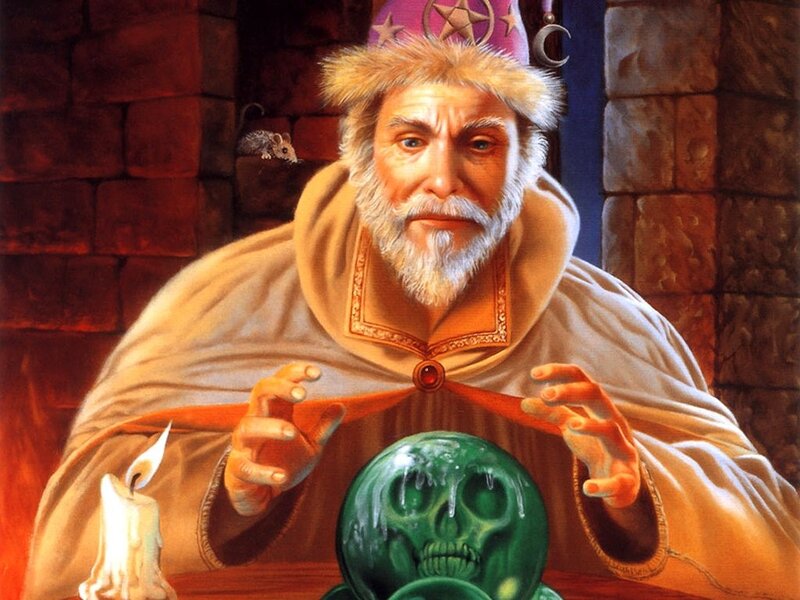 Wizard with Crystal Ball — Green