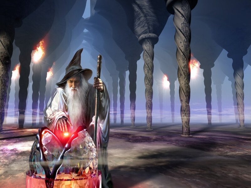 Wizard with Crystal Ball — Purple