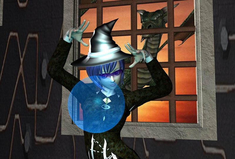 wizard with dragon outside window