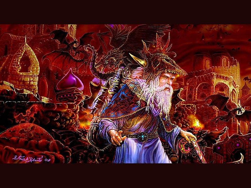 Wizard with Dragon — Red