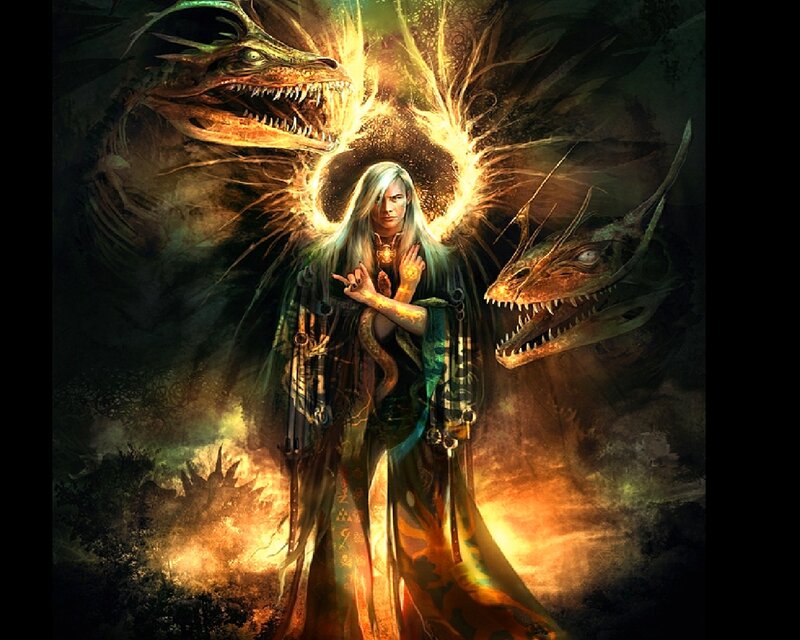Wizard with Dragons — Green