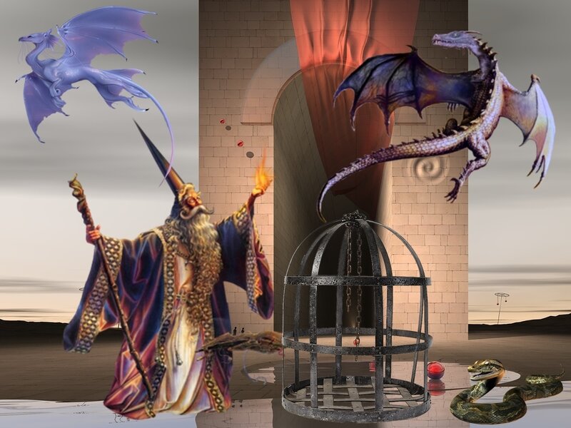 Wizard with Dragons