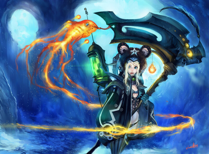 wizard with fire spirit companion