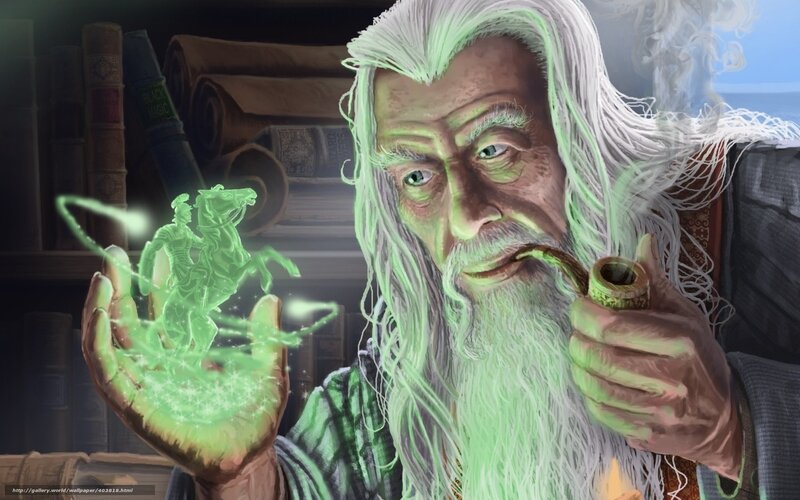 Wizard with Glowing Hand — Green, Mysterious