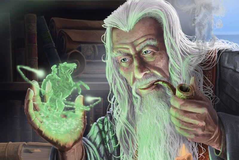 wizard with glowing magic