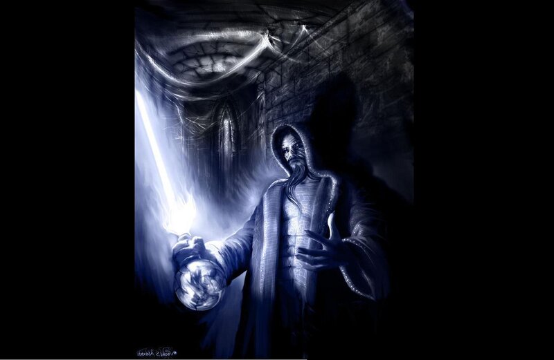 wizard with glowing staff