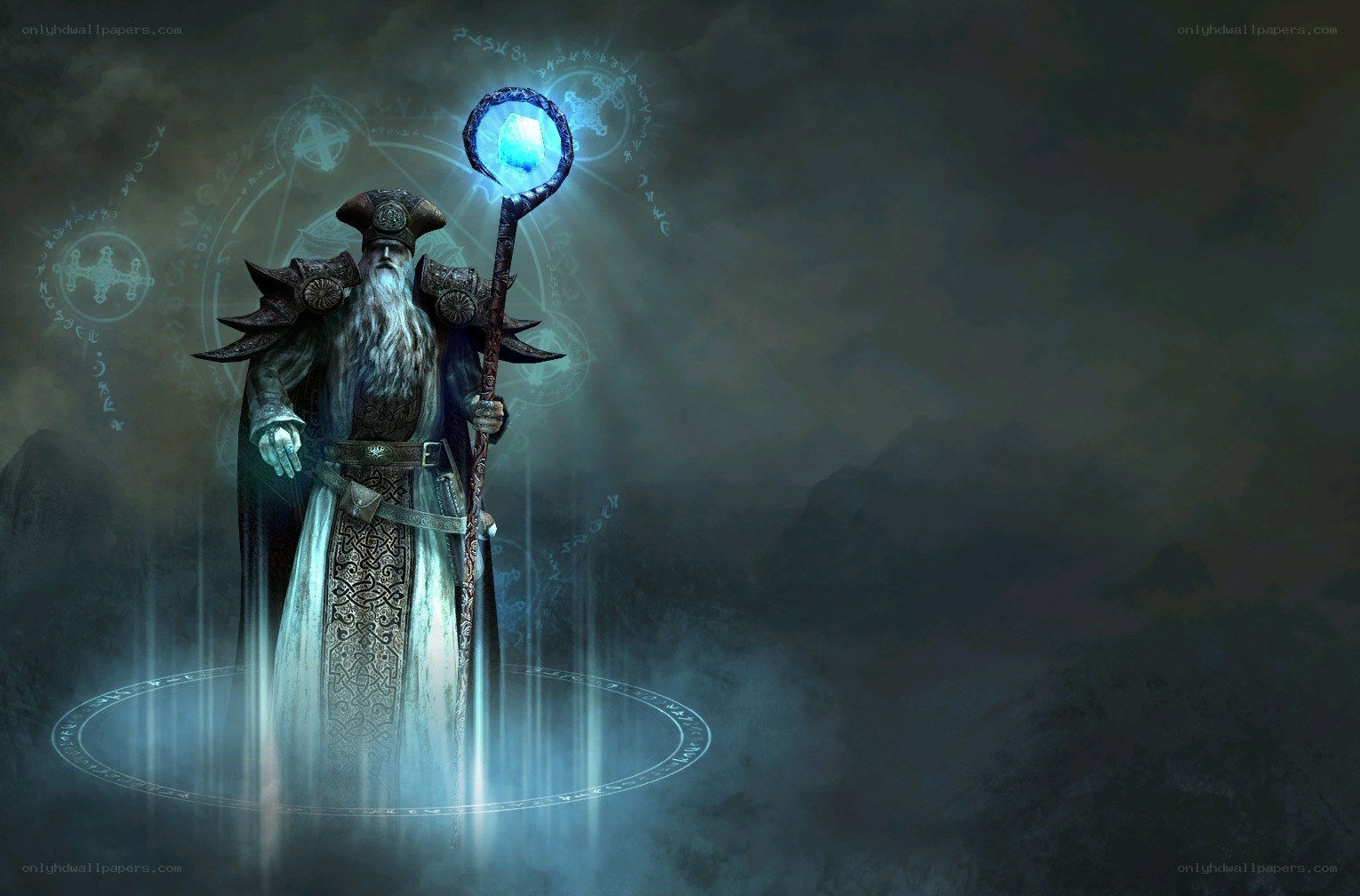 wizard with glowing staff