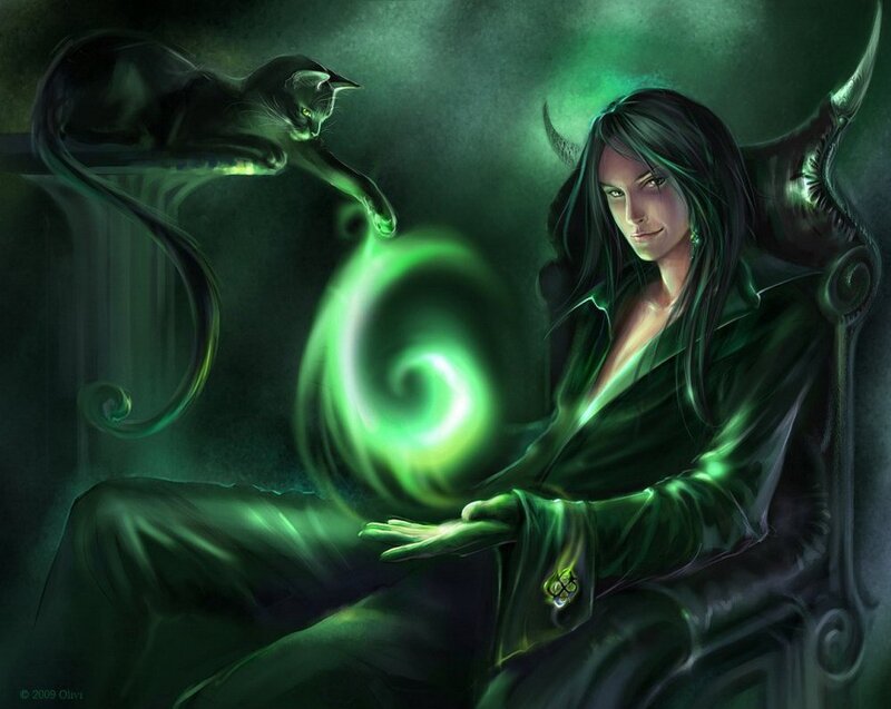 wizard with green magic